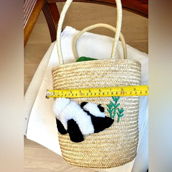 Woven Tote Bag with Panda Design - Picture 11 of 14